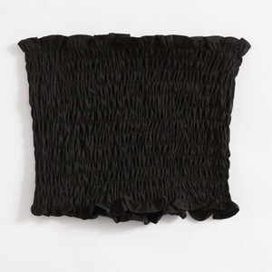 Shirring Black Bandeau Tube Top
